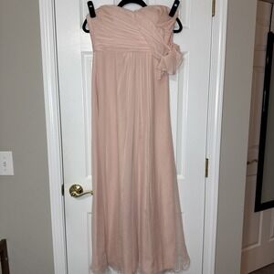 AMSALE Designer Silk Strapless Gown Dress Blush Pink Size 6 Formal
